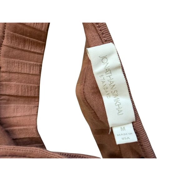 JONATHAN SIMKHAI Standard Brown Ribbed Bralette Bra Size Medium - Picture 2 of 5